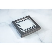 Caka Home  6'li Kokteyl Peçetesi Kare Nakışlı Keten Efektli Krem Sim