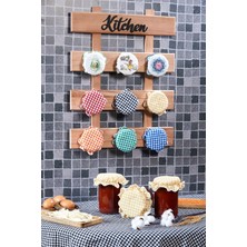 Caka Home  3'lü Kumaş Kavanoz Kapağı Ekose Desen Sarı