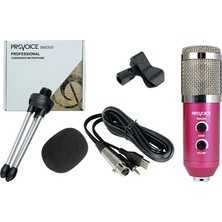 Provoice BM-300 Usb Girişli Condenser Stüdyo Mikrofonu (Pembe)