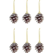 Pazariz Yılbaşı Çam Ağacı Süsü Kozalak Karlı 5 cm 6'lı