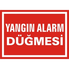 İzmir Serigrafi Yangın Alarm Düğmesi Galvaniz Uyarı Levhası 17,5 x 25 cm