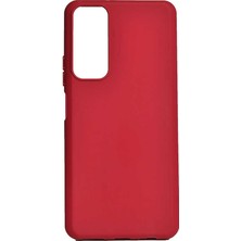 Tekno Grup Huawei P Smart 2021 Kılıf Mat Esnek Biye Silikon Kılıf + Cam Ekran Koruyucu Kırmızı