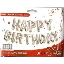 Parti Furyası Gümüş Happy Bırthday Folyo Balon 16 Inç