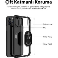 Caseart Xiaomi Mi Note 10 Lite Kapak Şeffaf Yüzüklü Kenar Korumalı Standlı Kılıf - Kırmızı