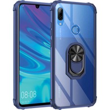 Caseart Huawei P Smart 2019 Kapak Şeffaf Yüzüklü Kenar Korumalı Standlı Kılıf - Lacivert