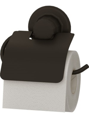 Teknotel Delme Vida Matkap Yok! Vakumlu Kapaklı Tuvalet Kağıtlık Mat Siyah DM238