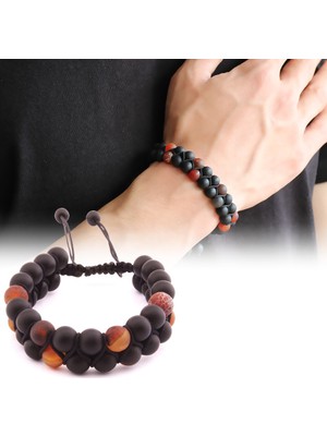 Tesbihname Makrome Örgü Çift Sıra Küre Kesim Oniks-Akik Doğaltaş Bileklik