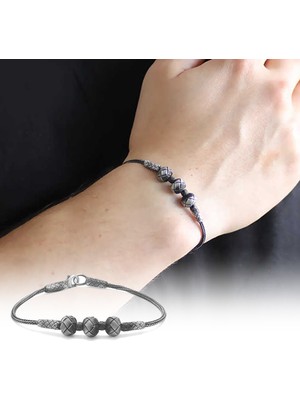 Tesbihname El İşçiliği Sıralı Küre Tasarım 1000 Ayar Gümüş Kazaz Bileklik