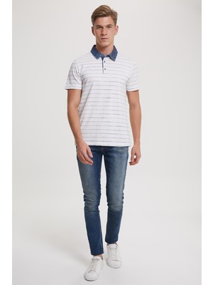 Lee Cooper Matty Erkek Pike Polo Yaka Çizgili T-Shirt