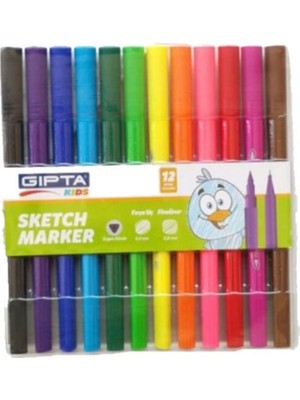 Gıpta Sketch Üçgen Gövde Keçeli Kalem 12'li