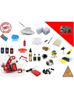 Xline XL-289 Red 25 Parça Profesyonel Dövme Makinası Seti Dinamik Tasarım ve Yedek Parçalarla