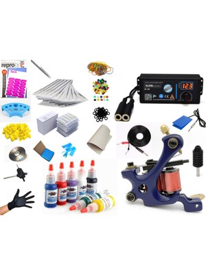 Xline XL-499B Bluekey Dijital Adaptörülü Tattoo Dövme Makinası Seti Profesyonel