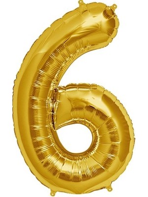 Eniyisiniiste Şekilli Supershape Gold Rakam Folyo Balon 6 Numara