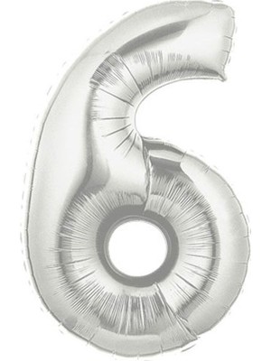 Eniyisiniiste Şekilli Supershape Silver Rakam Folyo Balon 6 Numara