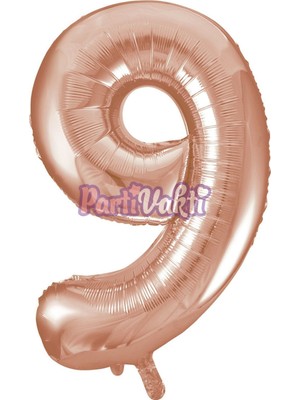 Partijet 9 Rakam Rose Gold Folyo Balon 40 cm