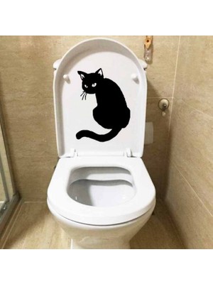 Duran Ticaret Modatools Wc Tuvalet Klozet Dekorasyonu Için Dekoratif Kara Kedi  Sticker Çıkartma