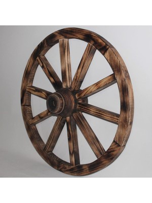 Otantik Çarşı Ahşap At Arabası Tekeri 70 Cm.(Ahşap Yakma)