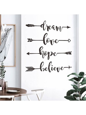 Famelya Dream Love Hope Believe Ev Dekor Duvar Sticker Çıkartma Seti