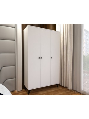 Tocco 1081 Izel 3 Kapaklı Askılıklı Raflı Lüx Gardırop-BEYAZ