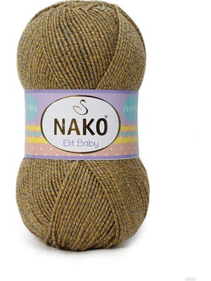 Nako Elit Baby 21354 Sarı Gri Muline  Örgü İpi