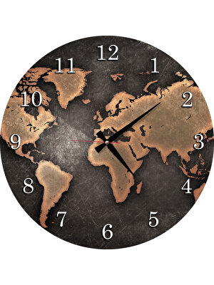 Dafhi Ahşap Duvar Saati - Dünya Haritası