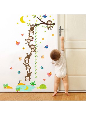 Kt Decoration Boy Ölçen Maymunlar Bebek ve Çocuk Odası Duvar Sticker