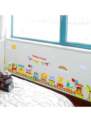 Kt Decoration Tren ve Hayvanlar Bebek ve Çocuk Odası Pvc Duvar Sticker