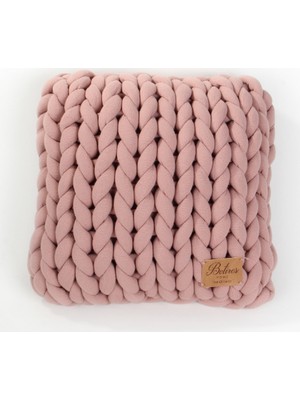 Betireshome Chunky El Örgü Yastık Gül Kurusu