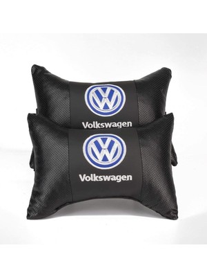 Macha Volkwagen Deri Nakışlı Oto Başlık Boyun Yastığı İki Adet