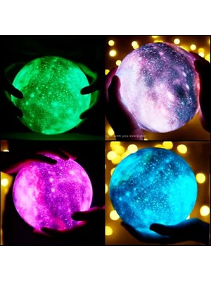 Şifa-Inur Büyük Boy Galaxy Renk Değiştiren Moonlight Dolunay Ay Gece Lambası