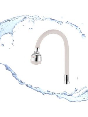 Qniay Fonksiyonlu Beyaz Oynar Gövdeli Tasarruflu Su Musluk Başlığı  Fonksiyonlu Silikon Kubar Kuğu Eviye Borusu