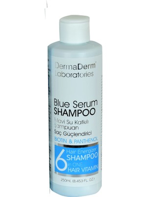 Dermaderm Mavi Serum Şampuan 250 ml Biotin Panthenol Vitamin E Keratin Yıpranmış Saçlar İçin Hacim ve Canlılık