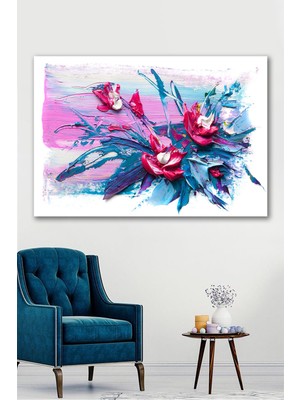 Hediyeler Kapında 50X70 Yağlı Boya Görünümlü Pink & Blue Kanvas Tablo