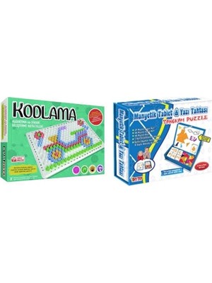 Kumtoys Kodlama + Diytoy Manyetik Tablet Tangram 2'li Set