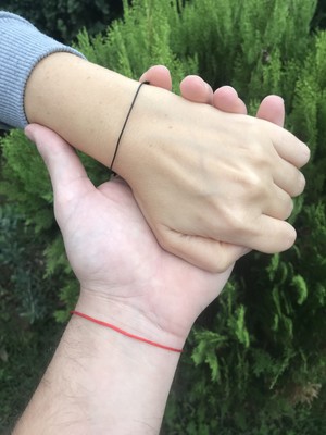 Arda Aksesuar Red String Kırmızı Siyah İp Çift Bileklik