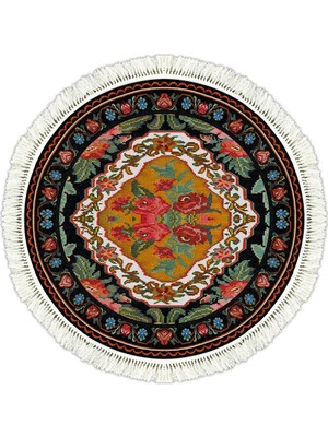 Prizma 6009 Kilim Desenli Yuvarlak 140 cm Kaydırmaz Halı