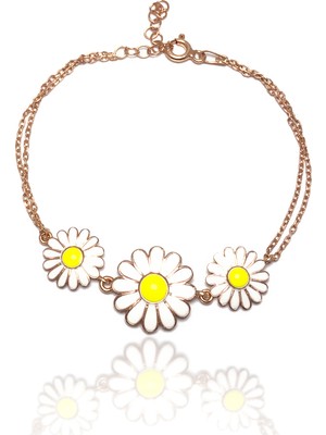 Midyat Nurtaş Gümüş Papatya Model Rose Kaplama Kadın Gümüş Bileklik