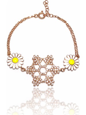 Midyat Nurtaş Gümüş Kar Model Rose Kaplama Kadın Gümüş Bileklik