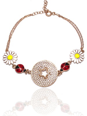 Midyat Nurtaş Gümüş Yıldız Model Rose Kaplama Kadın Gümüş Bileklik