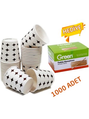 Akka Karton Bardak 7 0z Sızdırmaz - Akıtmaz 1000 Adet 1.kalite - Ahşap Karıştırıcı Hediyeli