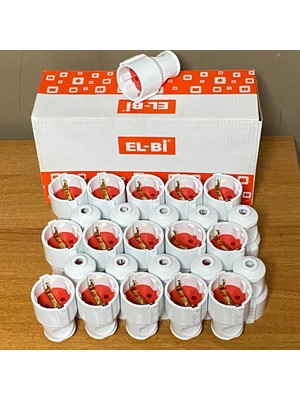 Elbi Monoblok Topraklı Dişi Fiş 25'li Kırmızı Beyaz