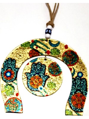 Mixperi Fatma Ana Bereket Eli Desenli Nazar Boncuklu At Nalı El Yapımı Duvar Süsü