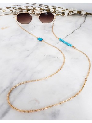 BijuStore Mavi Kristal Taş Kadın Gözlük Zinciri