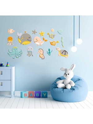 Wooden Sevimli Denizaltı Ahşap Duvar Seti