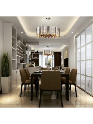 Burenze Luxury Modern Kristal Taşlı Sarkıt Avize Krom 60 cm Çap BURENZE567