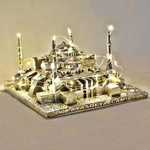 Ayasofya Camii Işıklı Hediyelik Biblo Gece Lambası Ayasofya-I Kebir Camii Şerifi Gümüş