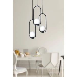 Zenga 3 Lü Antrasit Metal Gövde Beyaz Camlı Tasarım Lüx  Avize