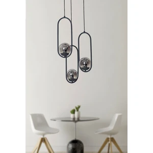 Zenga 3 Lü Antrasit Metal Gövde Füme Camlı Tasarım Lüx  Avize