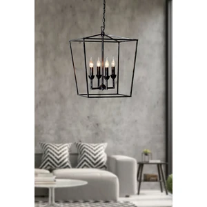 Cage Siyah Metal Gövde Rustik Tasarım Lüx   Avize