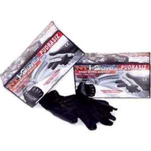 Nt i-Glove Siyah Nitril Eldiven Pudrasız Sırt Dokulu 50Lİ L Beden